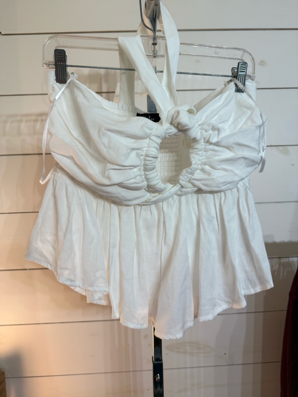 Lulu's White Smocked Halter Top